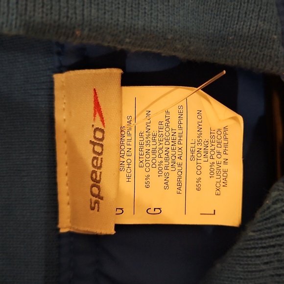 Beautiful bright blue vintage speedo bomber jacket coat Sz.L zipper pockets - Picture 5 of 13